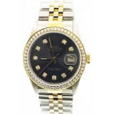 Rolex Datejust Diamond Bezel Black Dial 36mm Automatic Watch